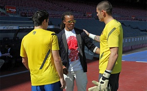 Manolo Preciado i Edgar Davids na Camp Nou
