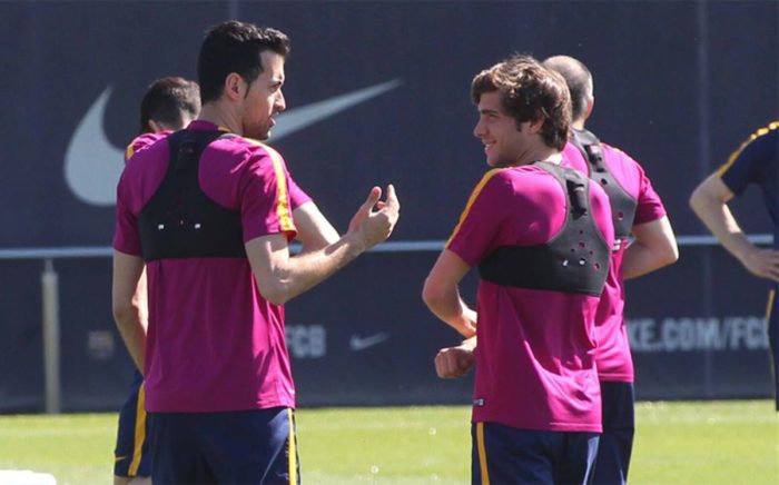 Sergio Busquets i Sergi Roberto na treningu