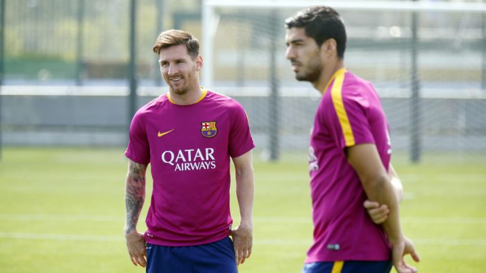 Leo Messi i Luis Suarez na treningu